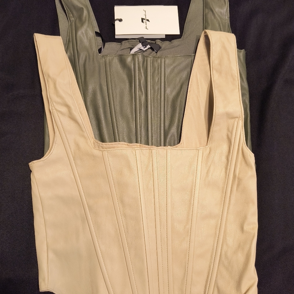 7 For All Mankind Faux Leather Corset Top, XS